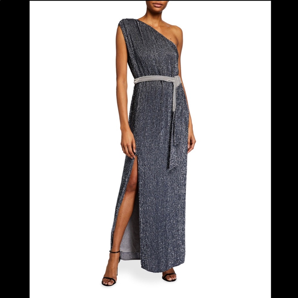 Retrofete Silver Sequin Gown - image 1